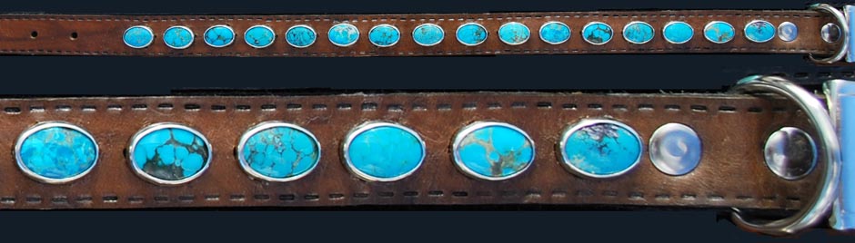 dog collar with turquoise stones